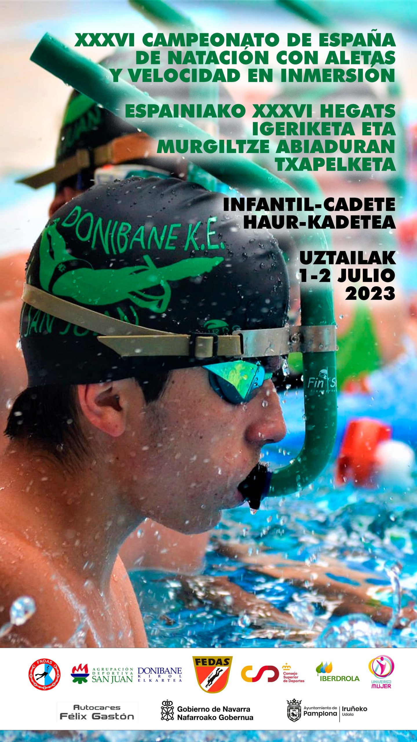 Pamplona acoge este fin de semana el XXXVI Campeonato de Espa&ntilde;a infantil y cadete de nataci&oacute;n con aletas e inmersi&oacute;n